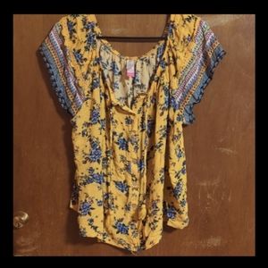 Yellow plus size blouse
